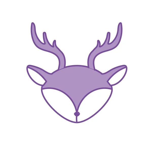 Contour Deer Head Wild Cute Animal Vector Illustration — Stock Vector
