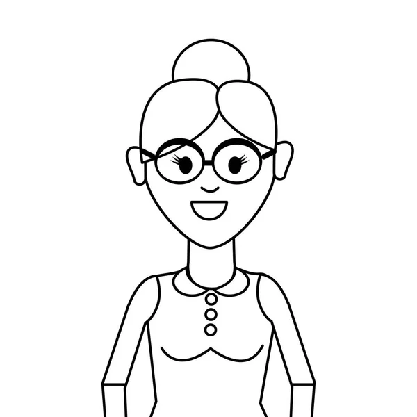 Figura Pessoas Mulher Com Pano Casual Com Óculos Avatar Ilustração —  Vetores de Stock