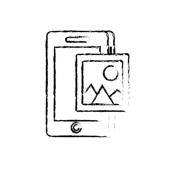 Рисунок Технологии Смартфона Изображением Иконки Векторной Иллюстрации — стоковый вектор