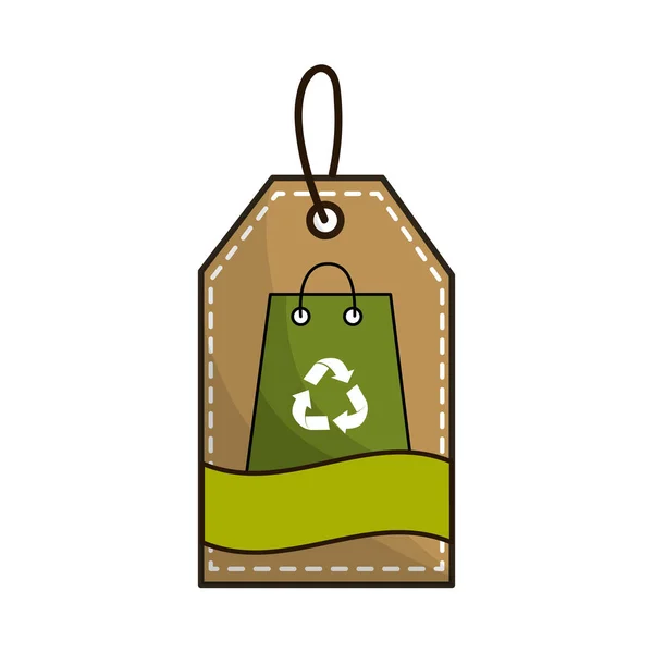 Tasche Mit Recycling Symbol Etikett Vektorabbildung — Stockvektor