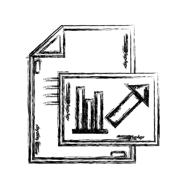 Figura Documento Con Barra Estadística Diagrama Gráfico Vector Ilustración — Archivo Imágenes Vectoriales