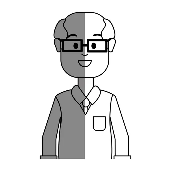 Silhueta Homem Velho Com Óculos Casual Choth Ilustração Vetorial — Vetor de Stock