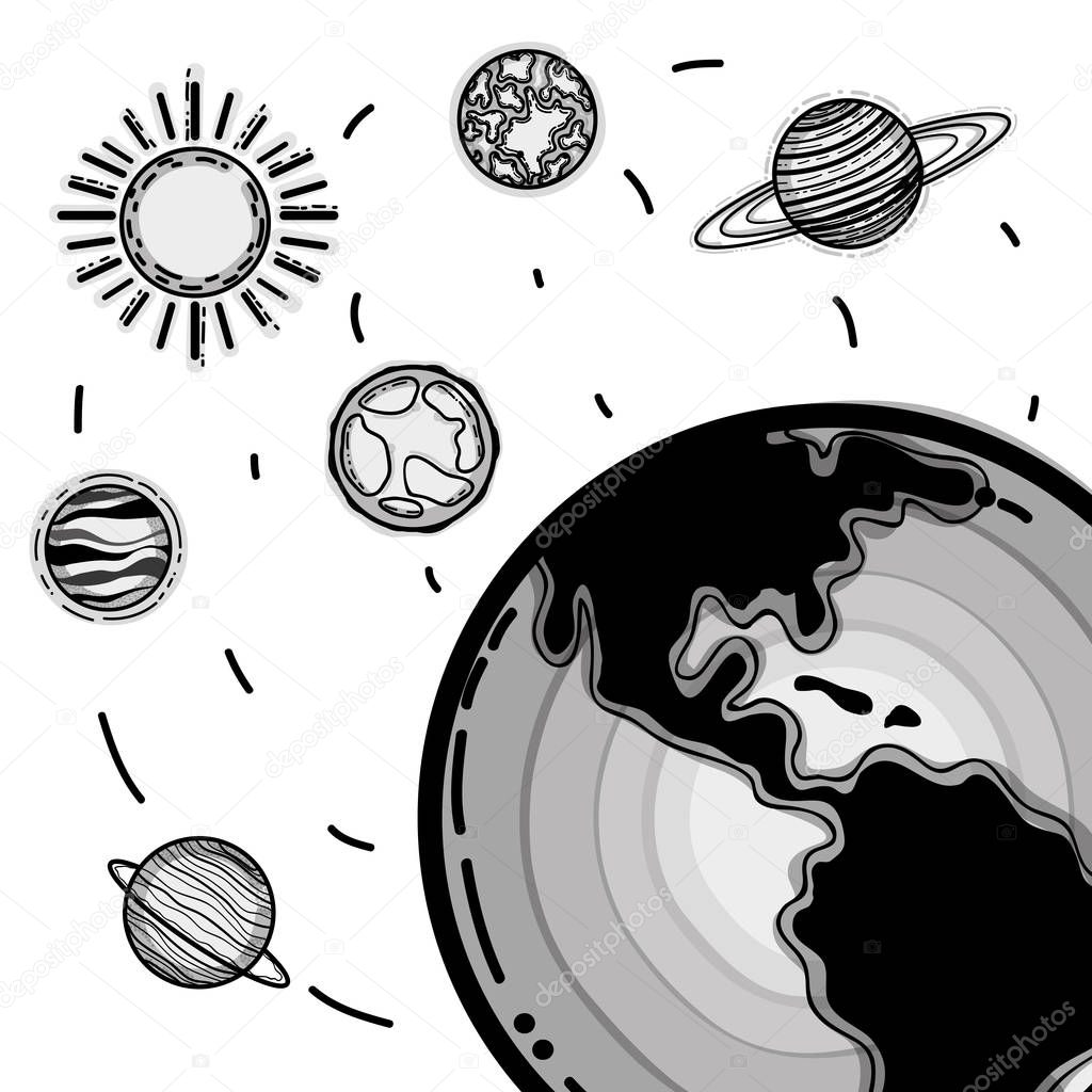 differents planets in the galaxy space, vector illustration design