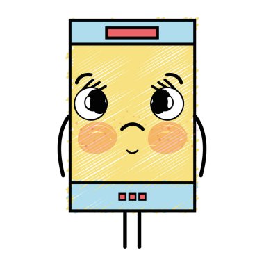 Kawaii şirin ihale smartphone teknoloji vektör çizim