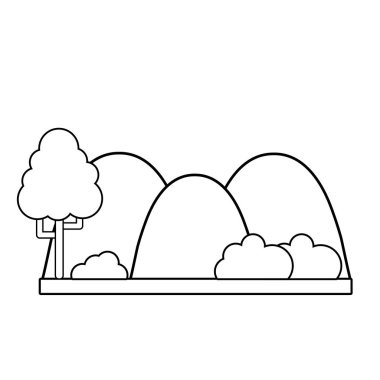 çizgi countains ağaçları ve ekoloji manzara vektör çizim ile