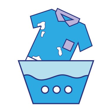 kova ile su vektör çizim sırılsıklam kirli t-shirt