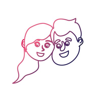 satır mutlu çift yüz saç modeli tasarım vektör çizim ile