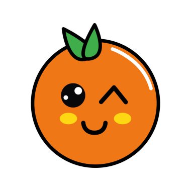 Kawaii güzel mutlu turuncu meyve, vektör çizim