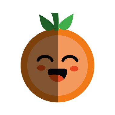 Kawaii güzel mutlu turuncu meyve, vektör çizim