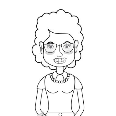 satır kadın saç modeli ve gözlük vektör çizim ile