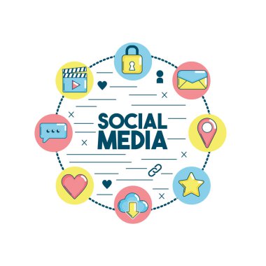 Sosyal medio teknoloji bağlantısı vektör çizim ayarla