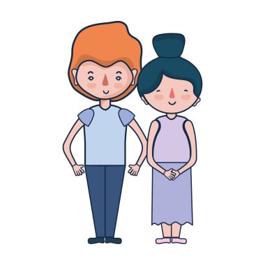 Güzellik çift ile birlikte saç modeli tasarım illüstrasyon vektör