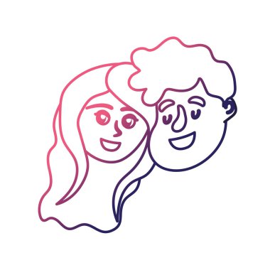 satır mutlu çift yüz saç modeli tasarım vektör çizim ile