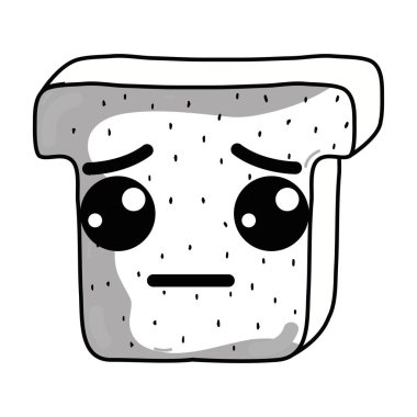 satır kawaii şirin üzgün doğranmış ekmek, vektör çizim tasarım