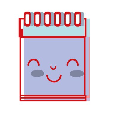 Kawaii şirin mutlu defter araç vektör çizim