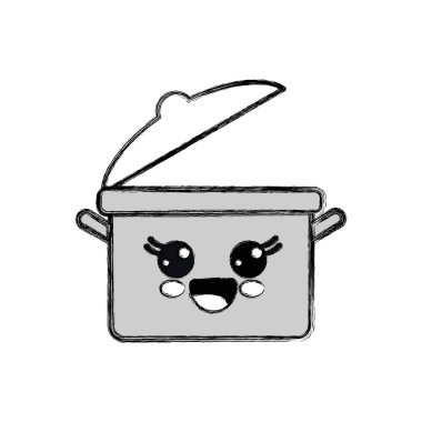 siluet kawaii güzel mutlu tencereye, vektör çizim tasarım