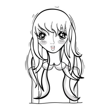 Anime güzel sürpriz kadın, vektör çizim tasarım