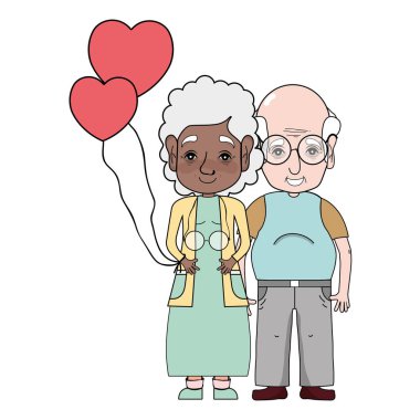 coupe yaşlılar gözlük ve saç modeli ile illüstrasyon vektör