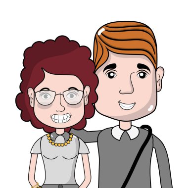 saç modeli ve rahat kıyafetler, vektör çizim ile güzel çift