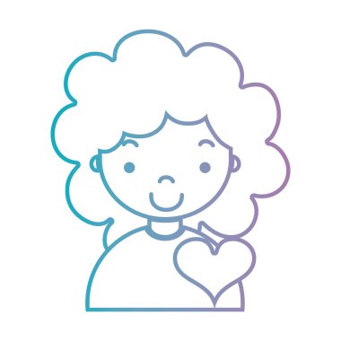 çizgi çocuk saç modeli ve kalp tasarım vektör çizim ile