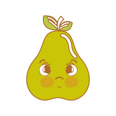 Kawaii sevimli sürpriz armut meyve, vektör çizim