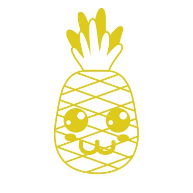 Kawaii şirin mutlu ananas meyve vektör çizim