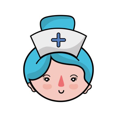 profesyonel hemşire yüzü kafasına şapka ile vektör çizim