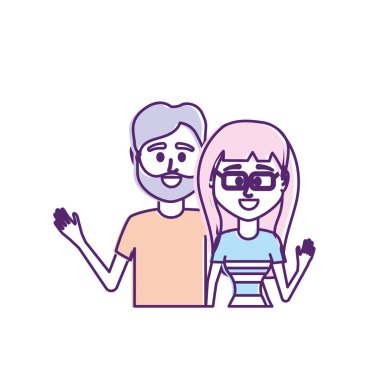 Çift birlikte rahat kıyafetler vektör çizim tasarım