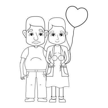 coupe yaşlılar gözlük ve saç modeli vektör çizim ile satır