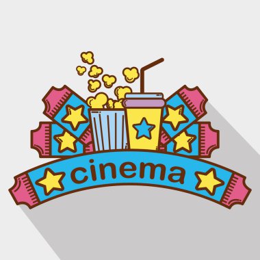 sinema biletleri, vektör çizim patlamış mısır, soda ile