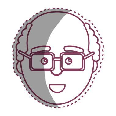 adam gözlükle yüz ifadesi ile kontur, illüstrasyon vektör