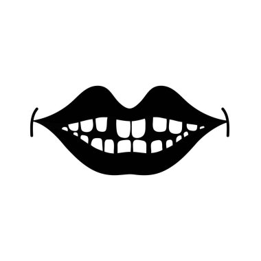 kontur mutlu ağız diş simge vektör tasarlamak ile