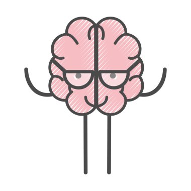 simge çok güzel kawaii beyin gözlüklü, vektör çizim