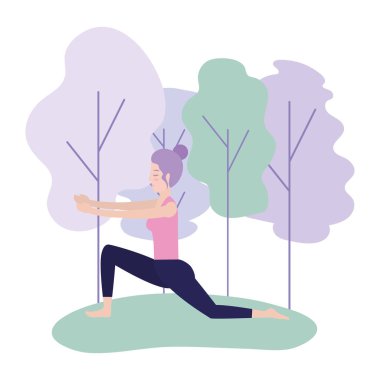 Fitness kadın pratik yoga egzersiz vektör çizim
