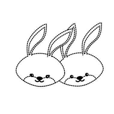 noktalı şekil sevimli tavşan baş hayvan çift birlikte vektör çizim