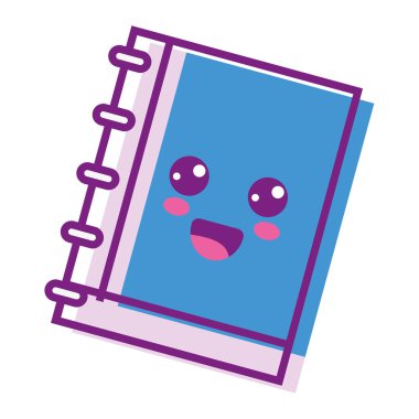 Kawaii şirin mutlu defter araç vektör çizim