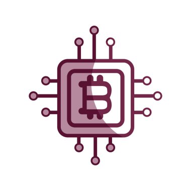 kontur bitcoin para birimi işaretiyle devreler ağı, vektör çizim