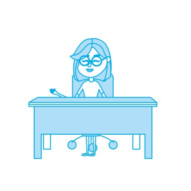 oturma ve öğrenciler vektör çizim için açıklayan kontur kadın öğretmen