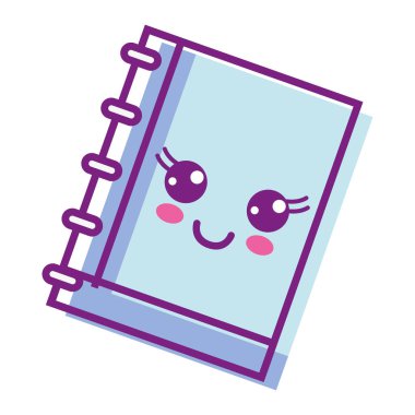Kawaii şirin mutlu defter araç vektör çizim