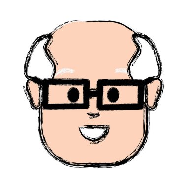 Yaşlı yüz adam gözlüklü, vektör çizim tasarım