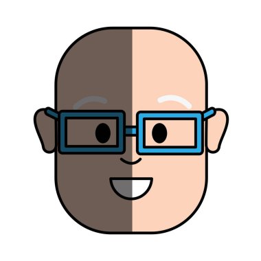 mutlu adam kel kafası ve gözlük, vektör çizim tasarım