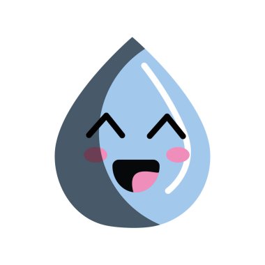 Kawaii güzel mutlu damla su, vektör çizim tasarım