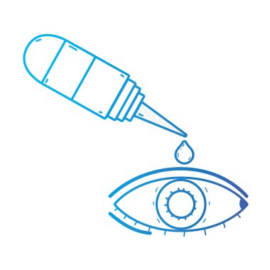 konjonktivit ve tıbbi şişe damla tedavi vektör çizim satırı göz