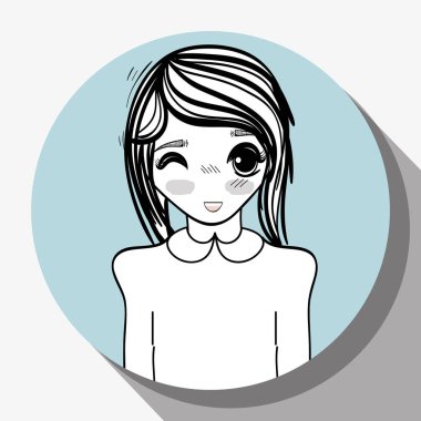 Anime şirin güzel kadın, vektör çizim tasarım