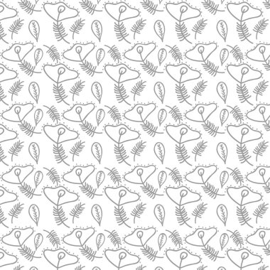 güzel gri çiçek desenli arka plan, vektör çizim