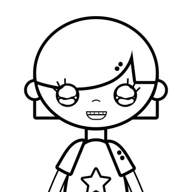 satır ihale kız çocuk pijama ve saç şekli vektör çizim ile