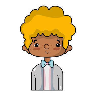 şık takım elbise ve saç tasarım vektör illusration güzel çocuk