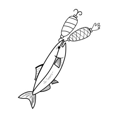 satır balık yakalamak için spinner nesne bitting illüstrasyon vektör