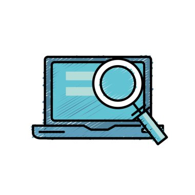 dizüstü bilgisayar teknolojisi bilgi büyüteç vektör çizim ile