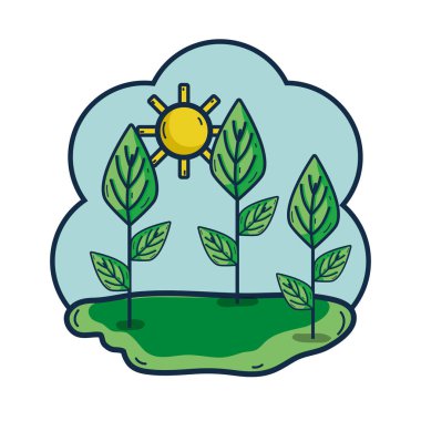 bitki yapraklarında güneşli havalarda vektör çizim ile